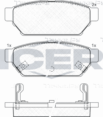 Тормозные колодки Icer задние для Mitsubishi Colt IV (CA0) 1992-1996. Артикул 180982