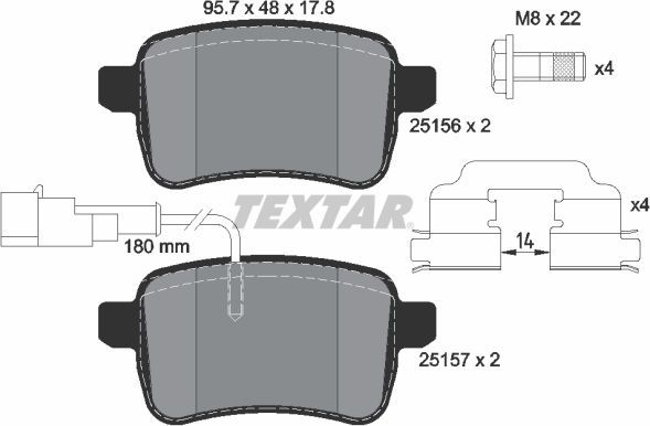 Тормозные колодки Textar Q+ задние для Dodge Dart 2012-2016. Артикул 2515601