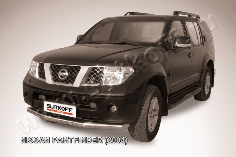 Защита Slitkoff переднего бампера d76 для Nissan Pathfinder R51 2004-2010. Артикул NIP005