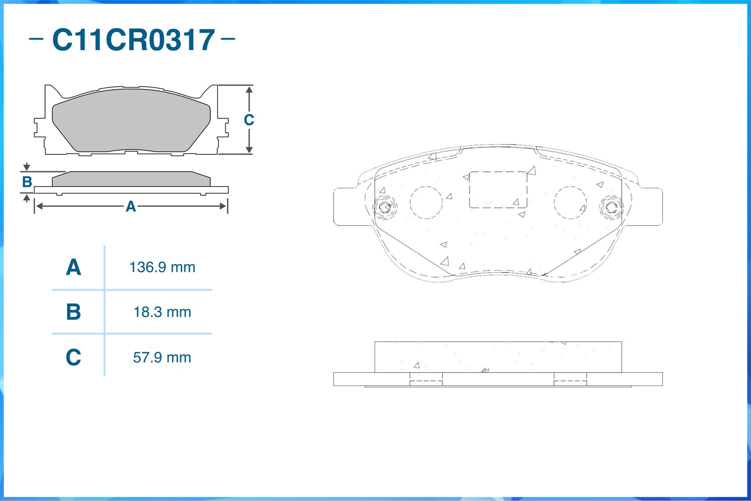 Колодки тормозные передние (Cworks). Артикул C11CR0317