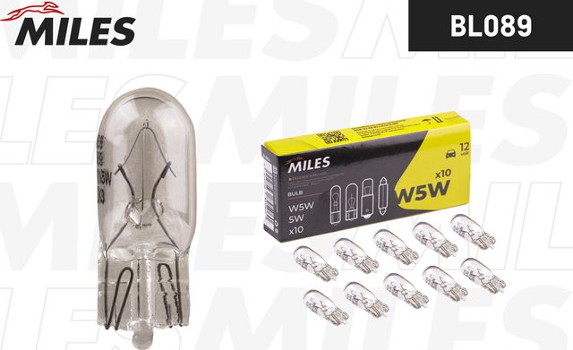 Лампа W5W 12V 5W W2,1x9,5d Miles. Артикул BL089