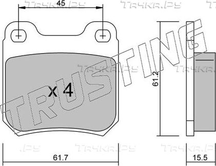 Тормозные колодки Trusting задние для Saab 9-3 I 1998-2003. Артикул 284.0