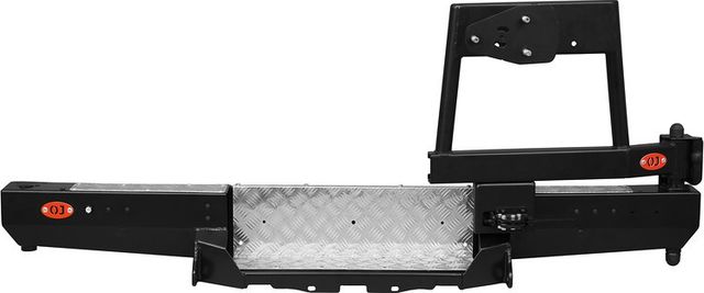 Бампер силовой OJ задний с правой калиткой под запаску и возможностью установки лебёдки для УАЗ Буханка 3741, 3909, 2206, 3962 1965-2026. Артикул 03.102.24