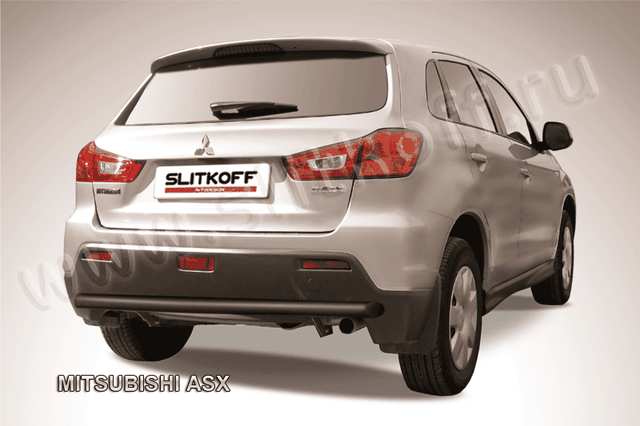 Защита Slitkoff заднего бампера d57 ЧЕРНАЯ матовая для Mitsubishi ASX 2010-2012. Артикул MAS013B
