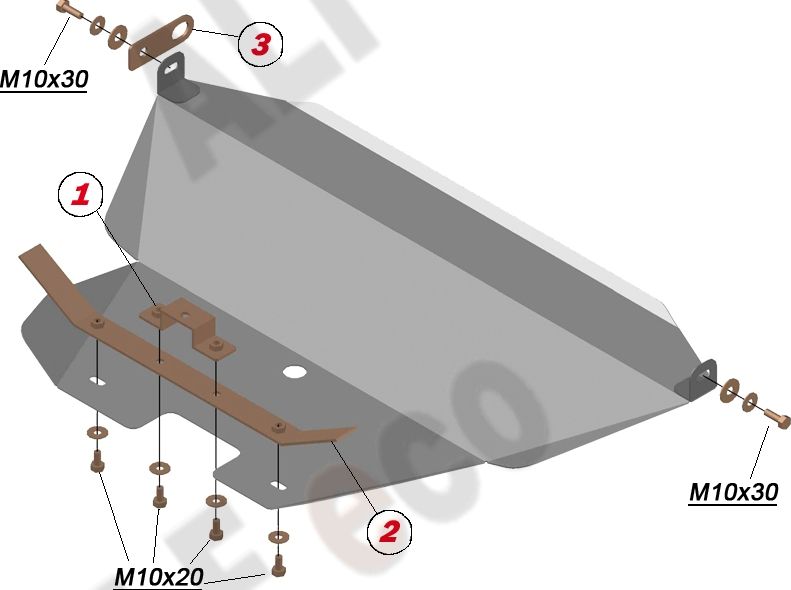 Защита алюминиевая Alfeco для картера и КПП Nissan Cube Z10 2WD 1998-2002. Артикул ALF.15.28al