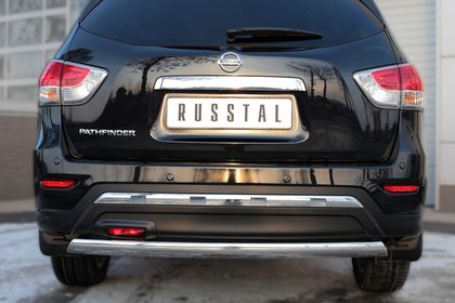 Защита RusStal заднего бампера d75х42 (дуга) для Nissan Pathfinder R52 2014-2024. Артикул NPZ-002026