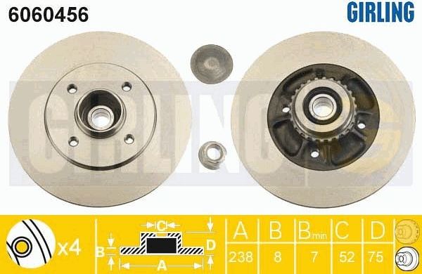 Тормозной диск Girling задний для Renault Clio II 1998-2013. Артикул 6060456