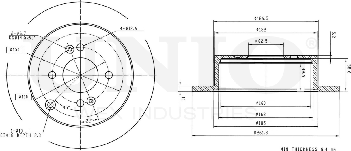 Диск тормозной (Unio). Артикул BRD-20125