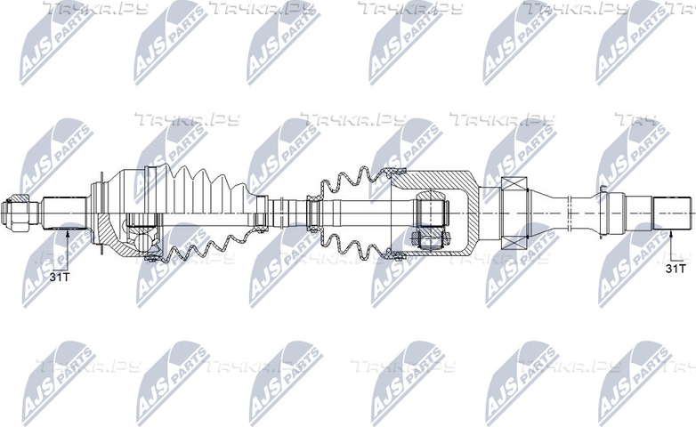 Полуось (привод в сборе, приводной вал) NTY. Артикул NPW-MZ-041