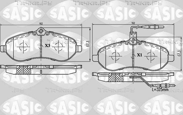 Тормозные колодки Sasic передние для Fiat Scudo II 2007-2016. Артикул 6210017