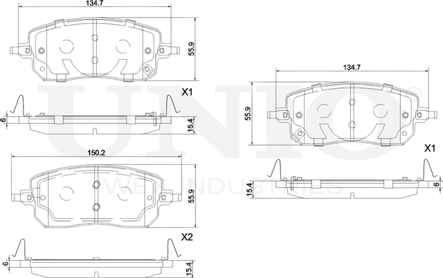 Колодки тормозные диск. передние Haval Jolion 21- (Unio). Артикул BRP-20093