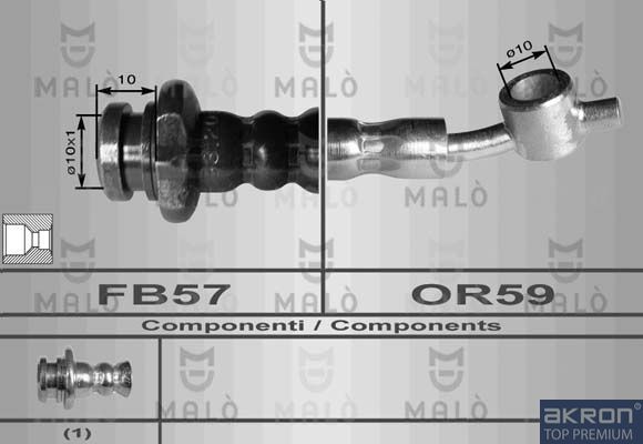 Тормозной шланг Malò передний левый для Nissan Primera P11 1996-2002. Артикул 80092