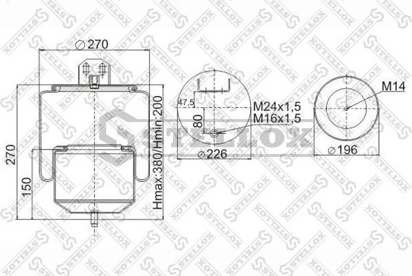 Пневмоподушка (пневморессора) Stellox. Артикул 90-78041-SX