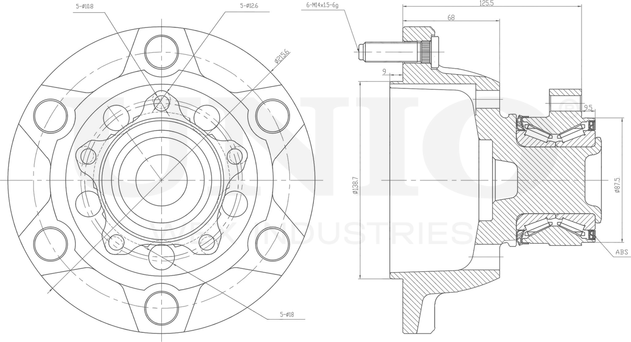 Ступица колеса с интегрированным подшипником (Unio). Артикул HUB-20200