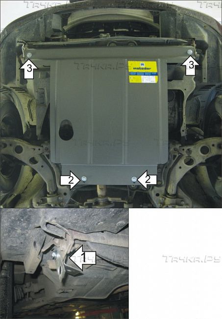 Защита Мотодор для картера, КПП Mazda 626 GF1997-2001. Артикул 01106