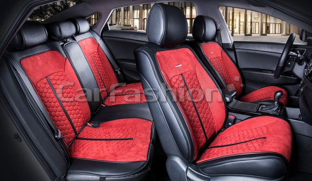 Накидки универсальные CarFashion Stalker Plus для авто, цвет Красный/Черный/Красный. Артикул 22459