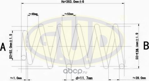 Пружина подвески G.U.D. передняя для Volkswagen Golf IV 1997-2005. Артикул GCS095035