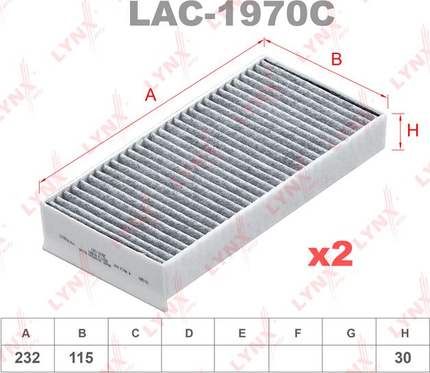 Салонный фильтр LYNXauto для BMW 2 F22 2016-2026. Артикул LAC-1970C