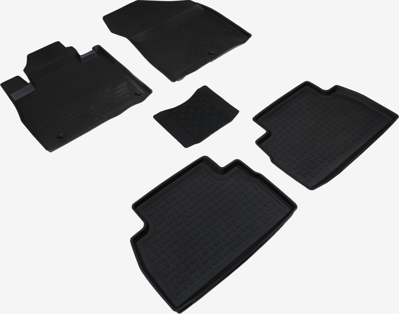 Коврики резиновые Seintex с высоким бортиком для салона Hyundai Santa Fe IV (5 мест) 2018-2026. Артикул 95836