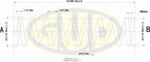 Пружина подвески G.U.D. задняя для Ford Focus II 2004-2012. Артикул GCS227587