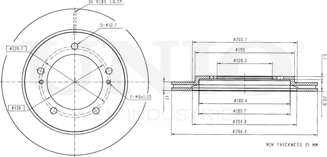Диск тормозной (Unio). Артикул BRD-20428